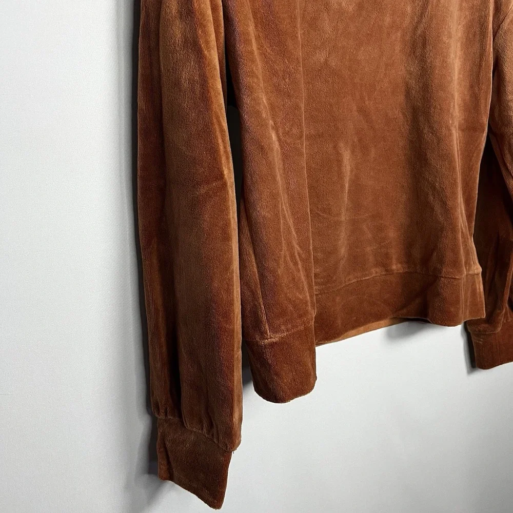 Cat & Jack Shirt Girls Sz XL Rust Orange Velvet Boat Neck Long Sleeve Blouse Top
